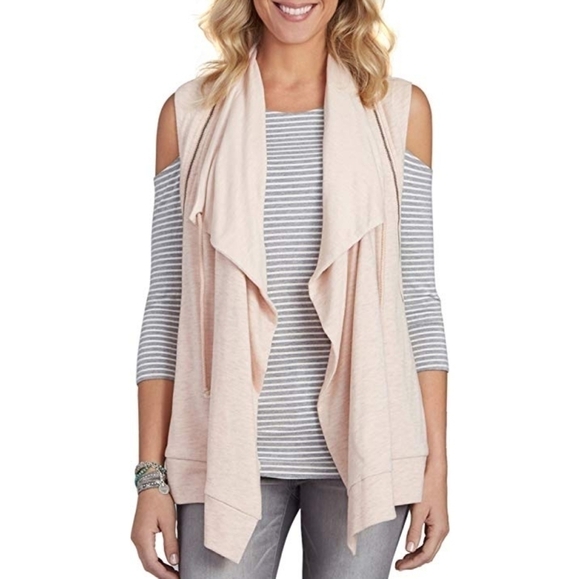 Democracy Tops - NWT Democracy Long Cascading Collar Zipped Vest